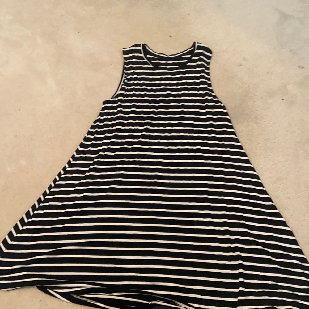 Black and white striped swing dress